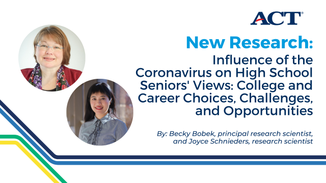 ACT's tweet photo. ACT’s new report on the “COVID cohort” found that while students faced challenges due to the #pandemic, it also provided new opportunities that affected their #college and #career thoughts. Get the report: https://t.co/9MclEQEJtm https://t.co/jPpVo5KSxc