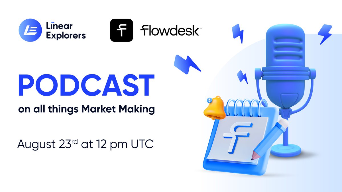 🎙 Join us for a captivating conversation on all things Market Making with @flowdesk_co on the Linear Explorers Podcast. Tune in on Weds, Aug 23rd at 12pm UTC via Twitter Spaces 👇x.com/i/spaces/1vAxR… See you there! 🔥 $LUSD #Linear #BNBChain $LINA