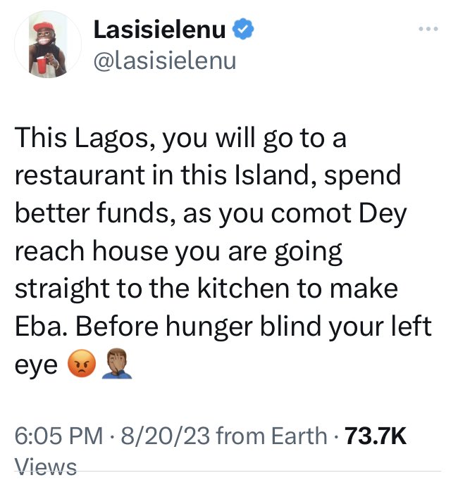 instablog9ja's tweet photo. Comedian Lasisi rants about restaurants on the Island area of Lagos https://t.co/8CBlTmRjgZ