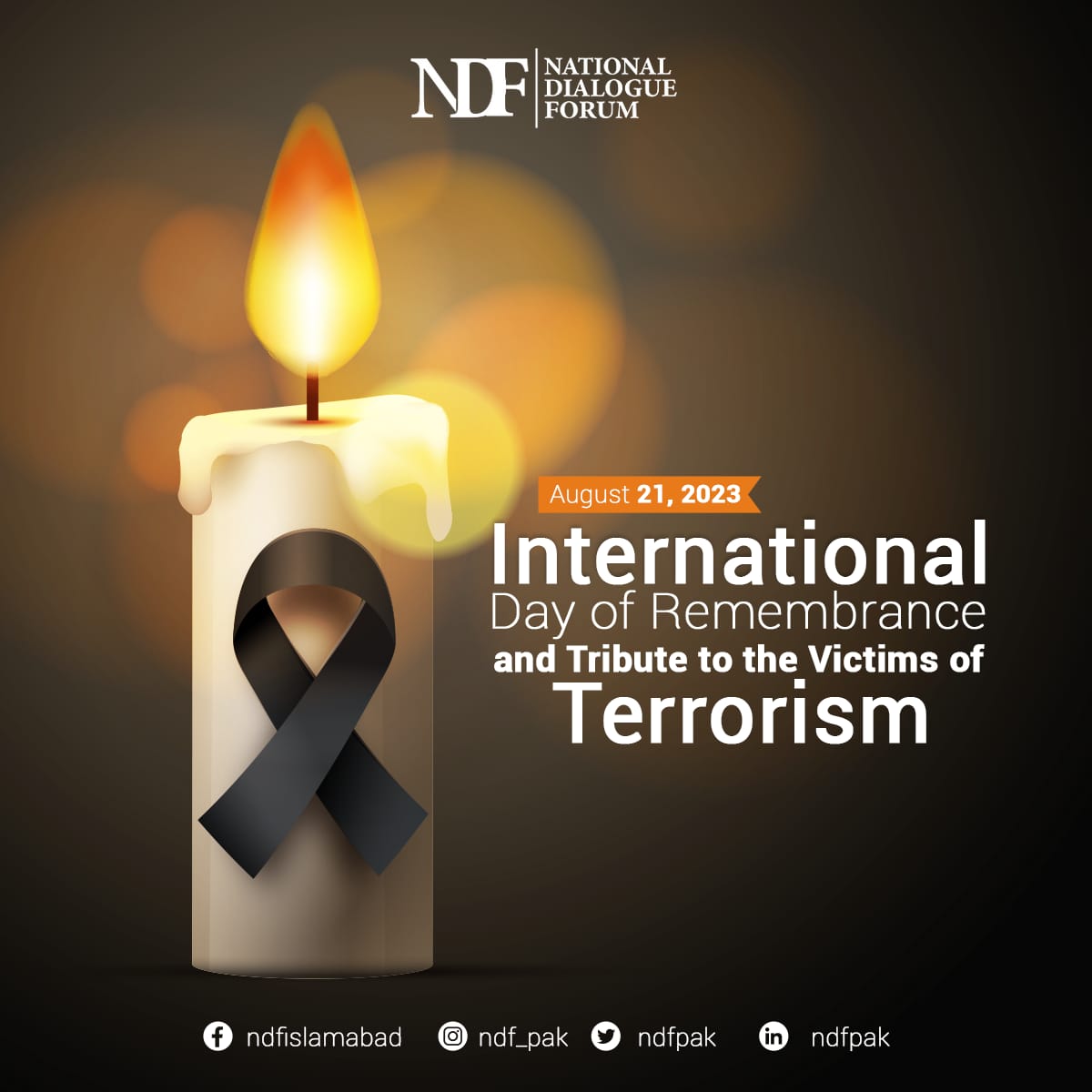 NDF_Pak's tweet photo. On the International Day of Remembrance and Tribute to the Victims of Terrorism, we stand united in solidarity with all those affected by acts of terror. Let us honor the memory of the victims and their families &amp; reaffirm our commitment to a world free from violence &amp; extremism. https://t.co/3yuNqWWDcW