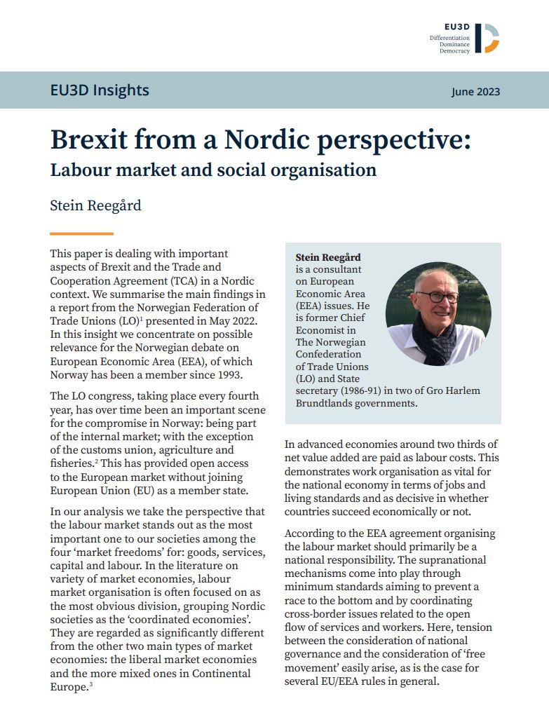 Stein Reegård discusses the issue of #Brexit and its relevance for the Norwegian debate on the European Economic Area in this issue of the EU3D insights. eu3d.uio.no/publications/e…