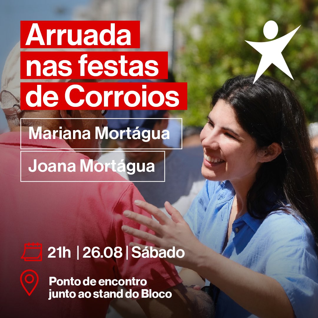 BlocoAlmada's tweet photo. Arruada com as Mortágua no Seixal 🏳️ 💥

Encontramo-nos no próximo sábado (26 agosto) às 21h junto ao stand do Bloco nas Festas de Corroios!

Com @MRMortagua e @JoanaMortagua 

#Seixal #Corroios #BlocodeEsquerda #Setúbal #Setubal https://t.co/fLgVLnuLPo