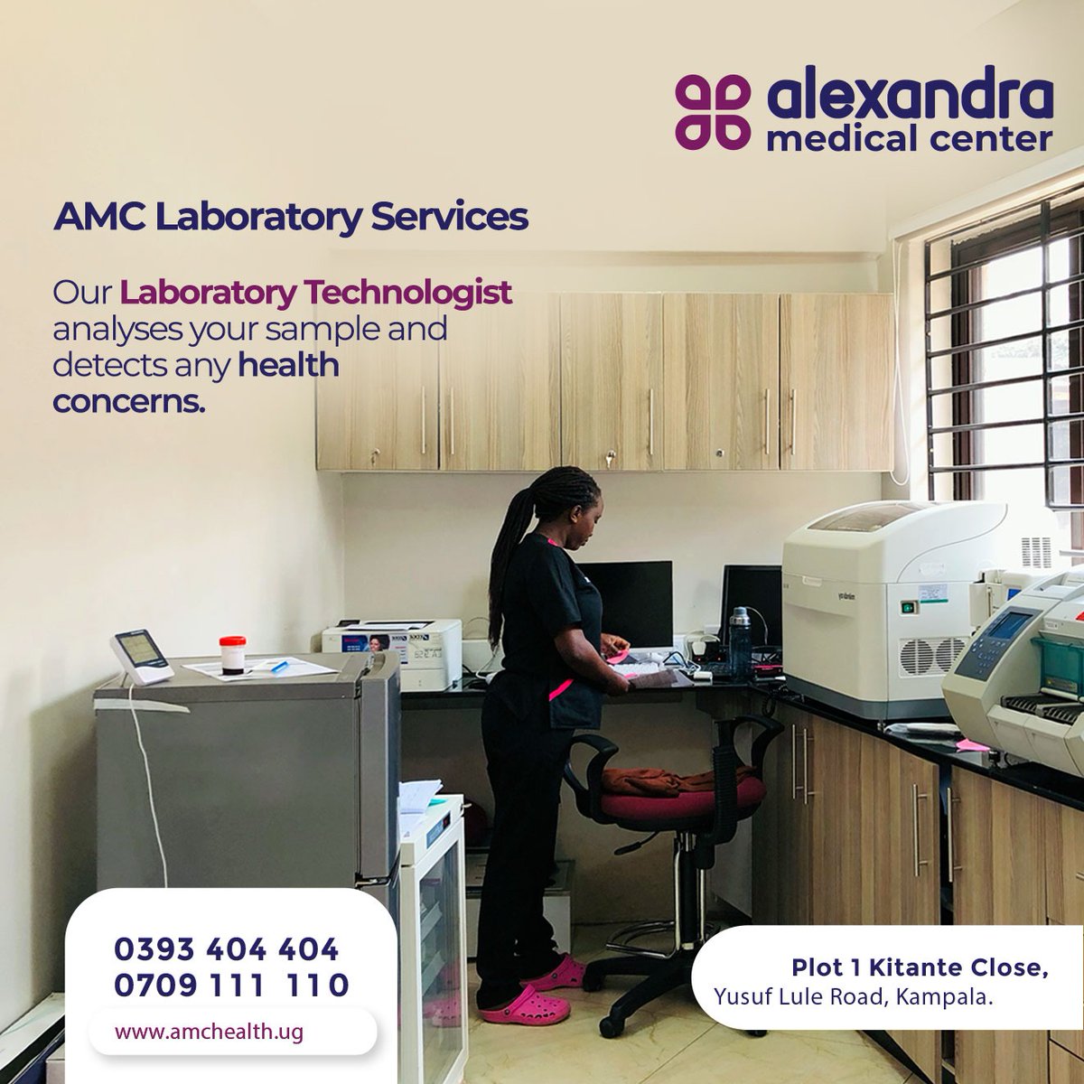 AMCHealthUG's tweet image. Quit  being anxious about different symptoms. We get to the root of your health.

 Our Laboratory Technologist analyses your sample to unlock any health concerns.
#AMC #LaboratoryServices