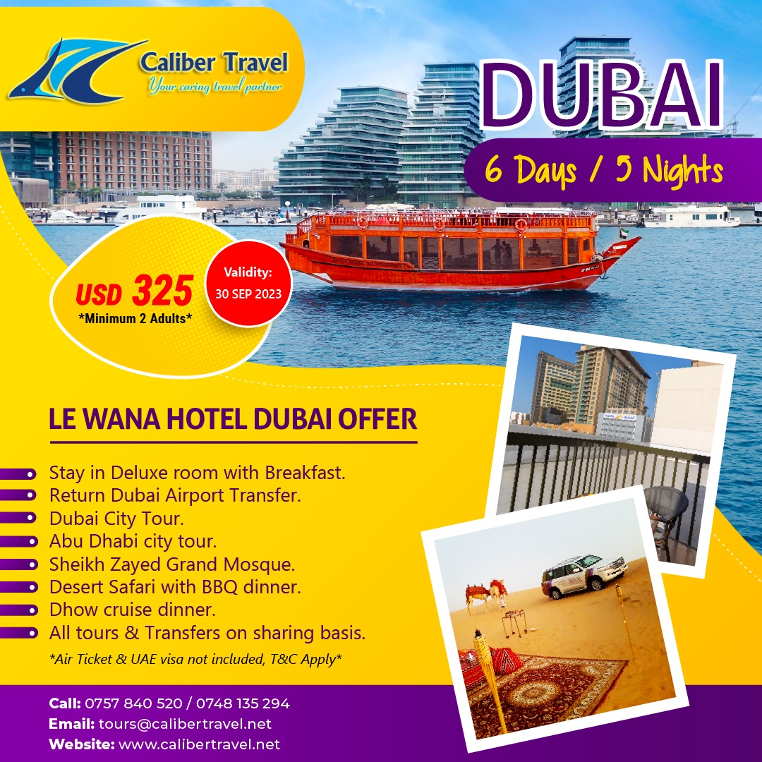 TravelCaliber's tweet photo. Experience the best of Dubai with our 6-day holiday offer to Le Wana Hotel in Dubai plus an Abu Dhabi City tour 😍. This package includes a stay in Deluxe room with Breakfast, Return airport transfer, Dubai &amp; Abu Dhabi city tour and so much more! #caliberdeals #calibertravel https://t.co/VwTME2UtFZ
