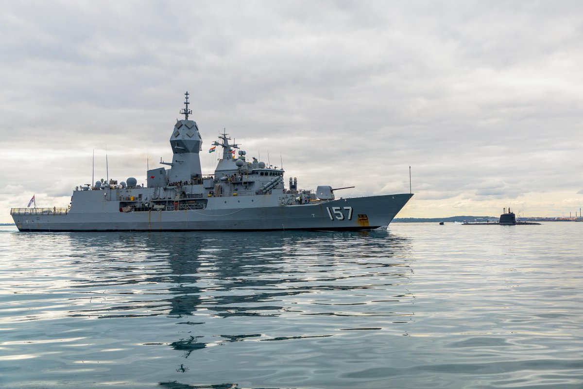 DefenceAust's tweet photo. #AusNavy hosted the crew of Indian Naval Submarine Vagir during a visit to Fleet Base West. The visit marked the first time an @indiannavy submarine visited Australia and included maritime exercises off the coast of WA involving #YourADF personnel and assets. 🇦🇺⚓️🇮🇳 https://t.co/PNZHbDbyOE
