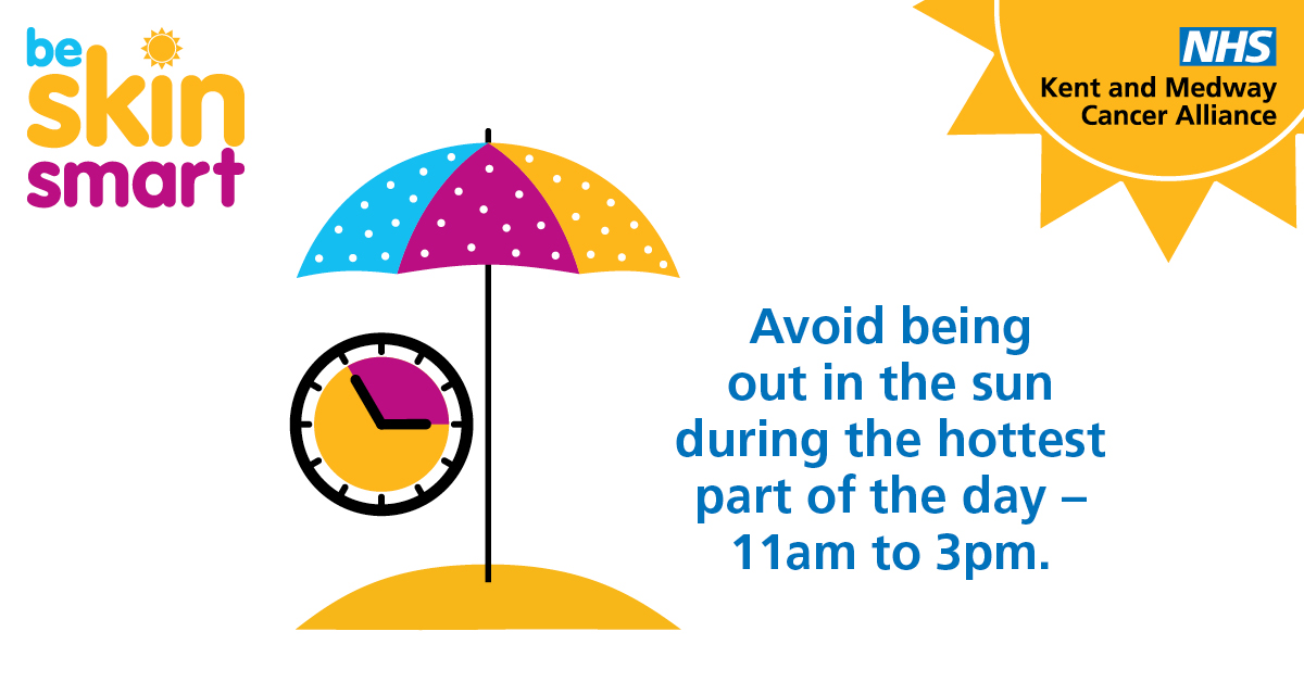 NHSKentMedway's tweet photo. No matter the colour of your skin, staying safe in the sun reduces your chances of suffering from skin cancer.
A tip to follow is to avoid being out in the sun βοΈ during the hottest part of the day β 11am to 3pm.
Learn more tips π https://t.co/SQxy3oxSfA
#beskinsmart https://t.co/3RFEgPQhy3