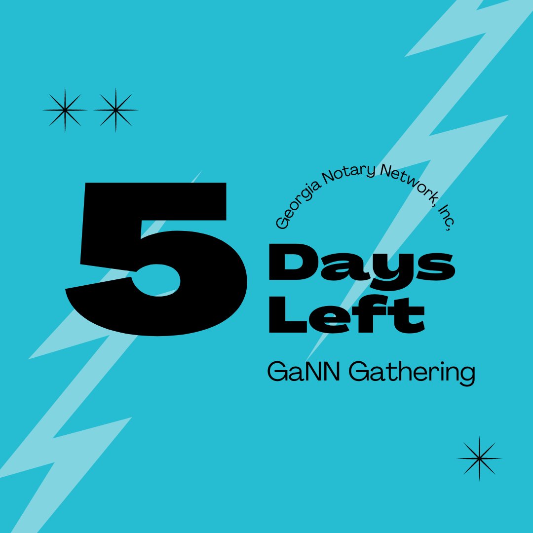 ganotarynetwork's tweet photo. 🎉 Drumroll, please! 🥁 Only 5 DAYS left until the Georgia Notary Network, Inc. Gathering on August 25, 2023 (VIRTUAL DAY)! 🗓️🚀

#GaNNgathering2023 #CountdownToFun #ExcitementBuilding #NotaryNinjas #ShareTheExcitement https://t.co/uew5wT9ReX