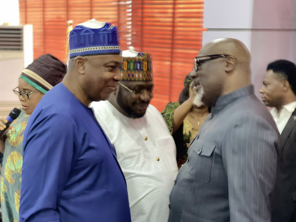 OfficialPDPNig's tweet photo. The former President of the 8th @NGRSenate and Chairman, @OfficialPDPNig Reconciliation and Strategy Committee, @bukolasaraki, at the ongoing inauguration of the Kogi State Caretaker Committee and Inaugural meeting of the National Campaign Council for the state, happening live at the National Secretariat, Wadata Plaza, Abuja.