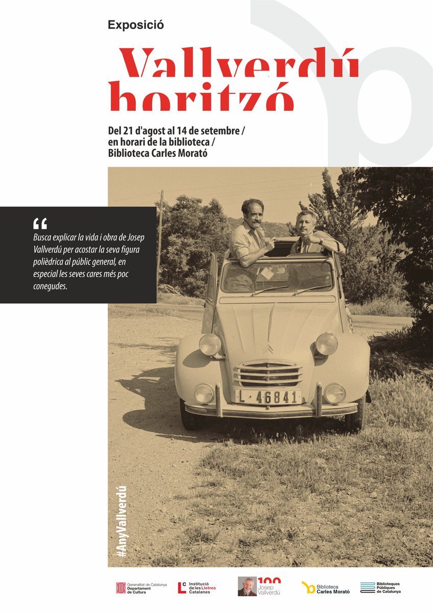 Arriba a la <a href="/BiblioSolsona/">Biblioteca Solsona</a> una exposició itinerant sobre la vida i obra de l'escriptor Josep Vallverdú, coincidint amb l'any de commemoració del seu centenari

📆 Des d'avui i fins al 14/09 en l'horari de la biblioteca

#AnyVallverdú
#Solsona

ℹ️ bit.ly/3sqJjVd