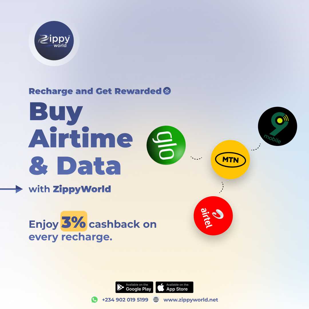 zippyworld_app's tweet photo. Stay connected and earn cashback with every recharge. Choose Zippyworld for all your airtime and data needs.

#financetips #cashback #airtimerewards https://t.co/QbjAlhAO5H