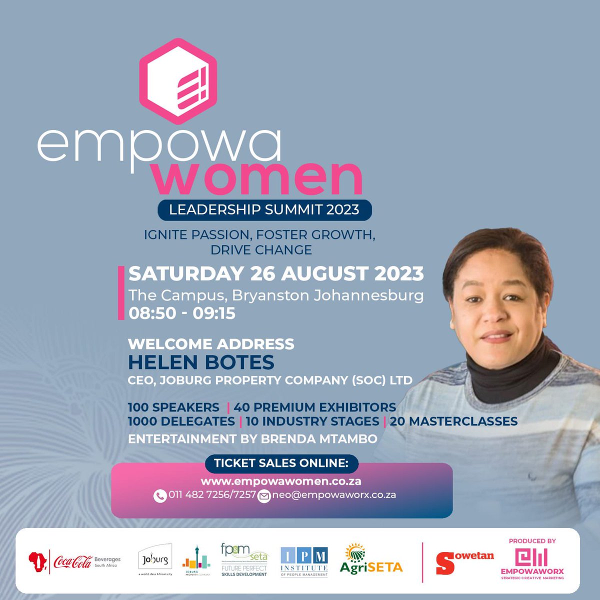 jhbproperty's tweet photo. We're thrilled to have our very own CEO, Helen Botes, as one of the speakers at 👇#EmpowaWomensSummit2023 https://t.co/wQValbR3vl