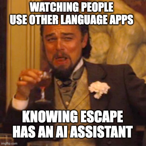 EscapeCampusUk's tweet image. Have our AI assistant at your fingertips. 🙏🤖🗣️ Download the Escape Campus app today and have your language questions answered in seconds 📚🌎  #EscapeCampus #LanguageLearning #LanguageQuestions #LanguageSupport #EducationApp #LearningMadeEasy #AppDownload #LanguageAssistance