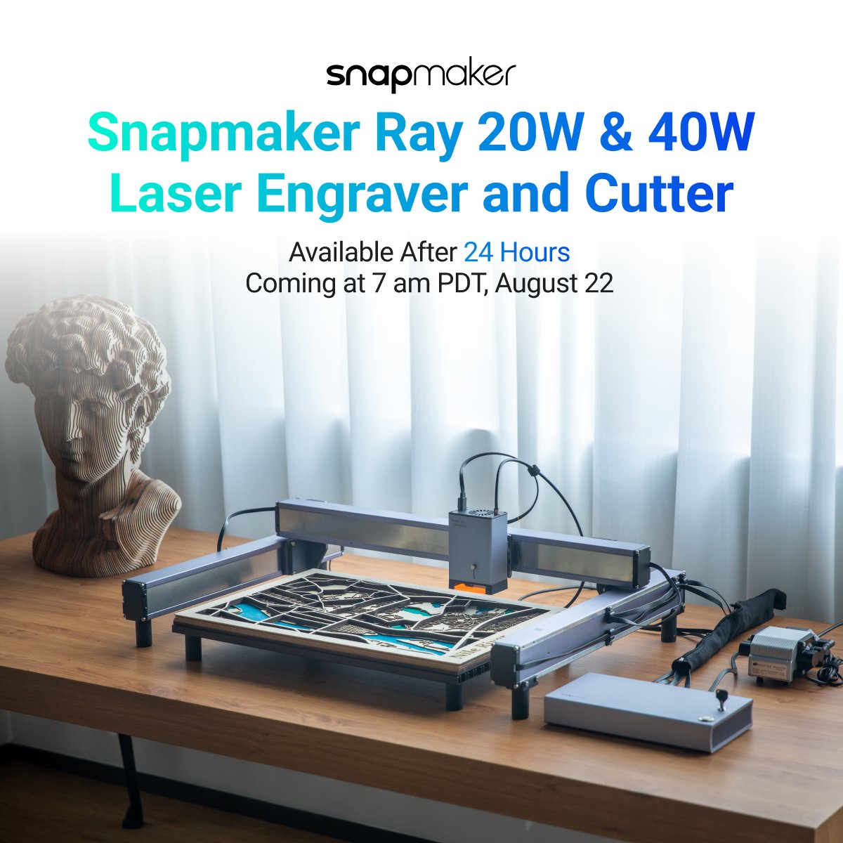 snapmaker's tweet photo. Get ready for the grand unveiling!
Just 24 hours left until Ray goes live on Snapmaker official store!
Please stay tuned! Learn more: https://t.co/vrWvyqlbAC.
#snapmaker #snapmakerray #lasercutting #40wlaser https://t.co/tbUwvF79WG
