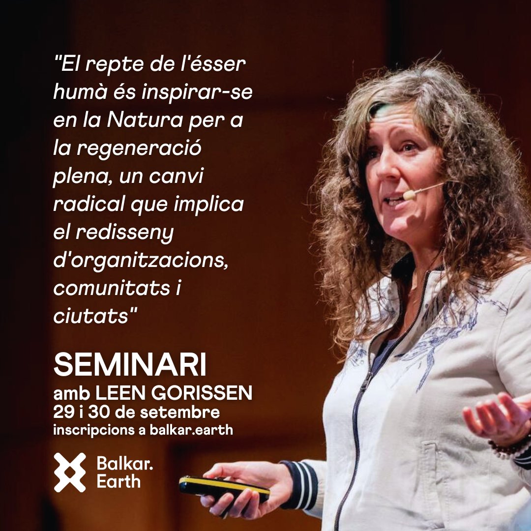 🌱 <a href="/L_gori/">Leen Gorissen</a> és referent en #NaturalIntelligence  
El 29 i 30 de setembre serà a #Olot en una formació de #BalkarEarth on descobrir com la NI permet crear models regeneratius, resilients i innovar a les nostres organitzacions, comunitats i territoris.
✍️ balkar.earth/formacio/leen-…