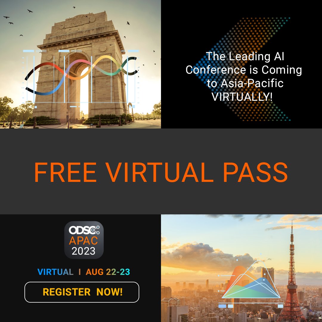 _odsc's tweet image. Get your free virtual pass for #ODSCAPAC and join us for 15+ expert-led talks on #NLP, #MachineLearning, LLMs, Data Engineering and much more. Time is running out! Just 1 day left to register: hubs.li/Q01_qxNZ0