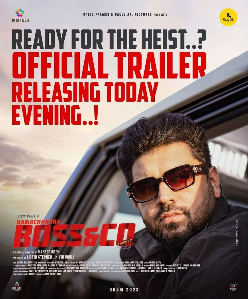 nivinisampbvr's tweet photo. *_Finally, it's #RamachandraBossandco Trailer Day 🤏🏻🕶️_*

```Stay Tuned ❤️``` https://t.co/b41uuF4Dmb