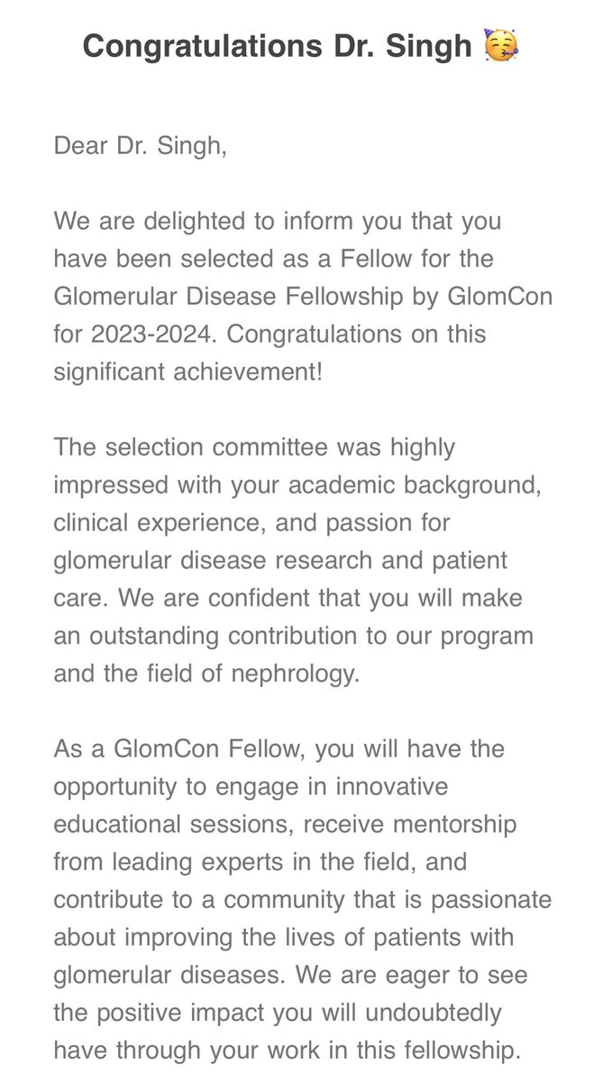 mehakinder's tweet photo. Blessed 😇 to receive Glomcon Fellowship 2023-24. Shall be mentored by the leading experts worldwide in the field of glomerular disease in the coming year. #glomcon2023 #BlessedAndGrateful https://t.co/ClAJIvyRGK