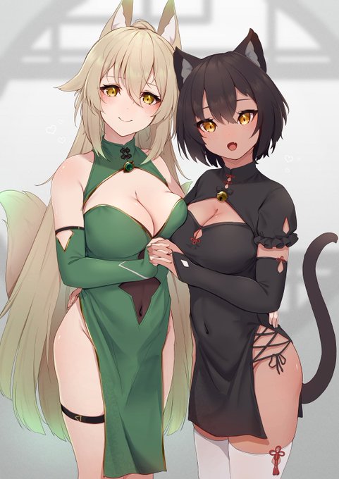 翠燐さん🦊とひじき子ちゃん🐱 ペアチャイナ 