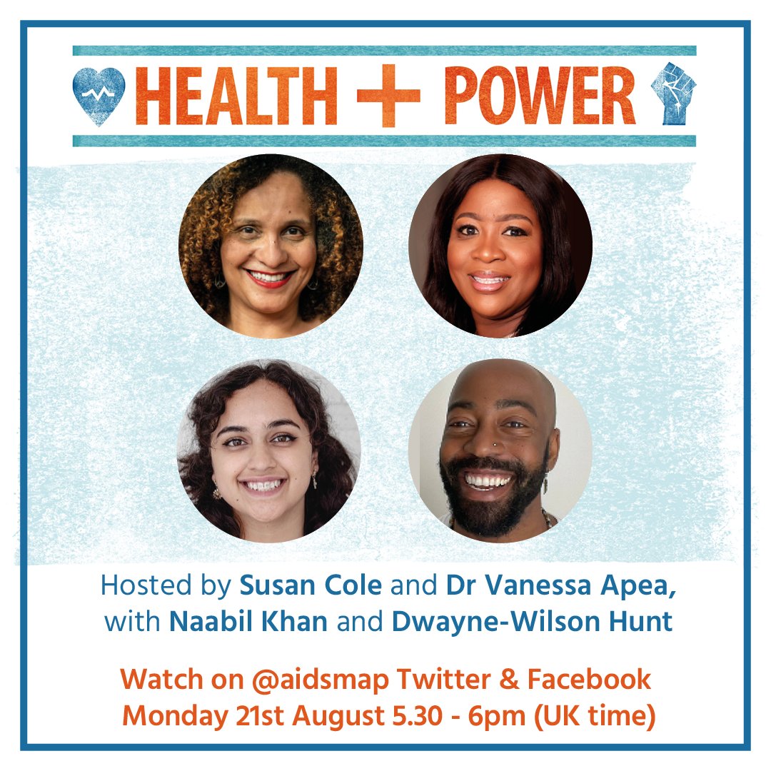 Join us tonight at 5.30pm for #HEALTHandPOWER, our broadcast for people of colour focusing on health inequalities. <a href="/susancolehaley/">Susan Cole-Haley FRSA</a> &amp; <a href="/vanessa_apea/">Dr Vanessa Apea</a> will be joined by the wonderful Naabil Khan and Dwayne-Wilson Hunt <a href="/yoitsmistadee/">Dee (He/Him/Èl)</a>. Tune in on our Twitter and Facebook pages.