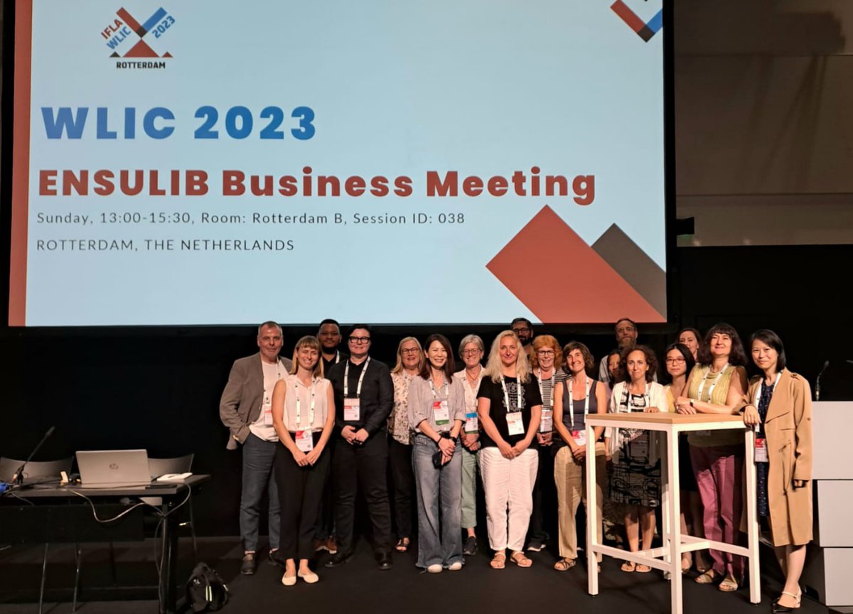 Yesterday the Business Meeting of the <a href="/IflaENSULIB/">IFLA ENSULIB Section</a> took place at #WLIC2023. 

Most of us will be here until the end of the week and look forward to talking to you!

#iflaensulib #greenlibrary #SDGs #library #sustainability #WLIC2023 #GreenLibraryAward #Libraries4ClimateAction