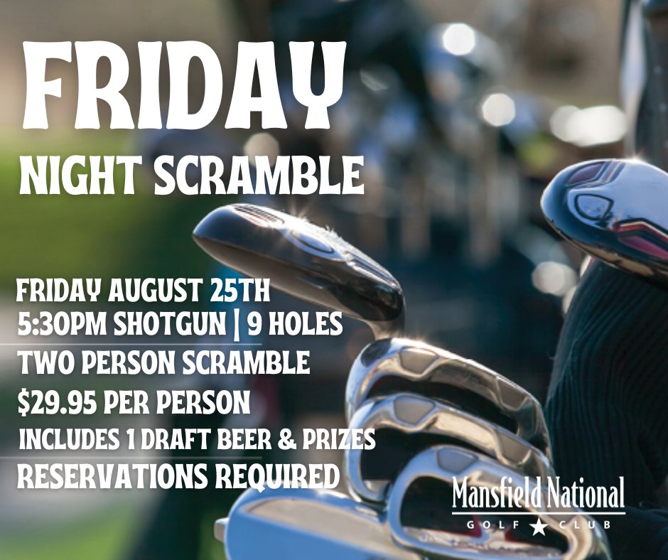 #NationalGolfMonth is nearing an end with the FINAL #FridayNightScramble ! 

Complimentary draft beer at check-in 
#HappyHour specials 
On-course contests and raffles giveaways

Sign-up TODAY!
ow.ly/Ql7p50PB6AY