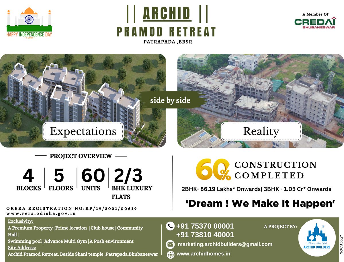 ArchidLtd's tweet photo. Few Flats Left .Book Your Dream Home Now.
ARCHID PRAMOD RETREAT
📍 Patrapada,BBSR
.
.
Call for booking::075370 00001
+917381040001
Website: https://t.co/DLLop19htu
.
.
T&C apply*
.
#archidbuilders #archidpramodretreat #archidbuilderspvt #HomesForLife #topbuilders #patrapada # https://t.co/ztp01NtZu4