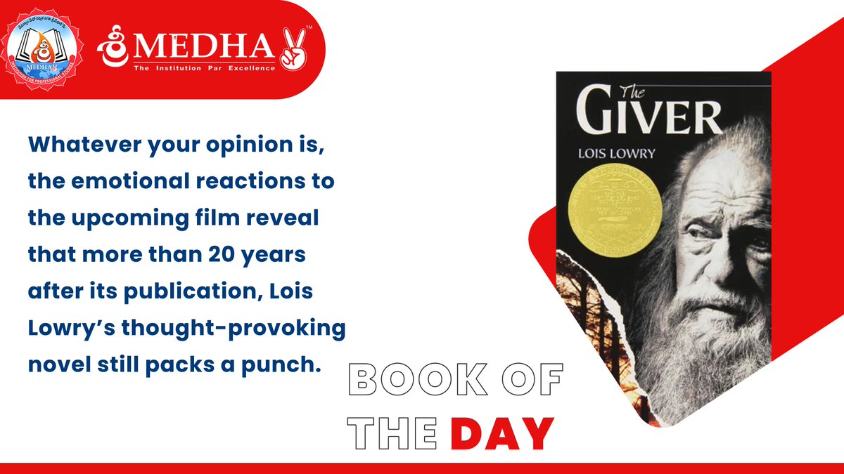 Two decades later, Lois Lowry's timeless masterpiece continues to stir souls and ignite discussions. #LiteraryImpact #UnforgettableJourney .

#srimedhavi #srimedhavicollege #srimedhavieducation
#BookOfTheDay #LiteraryLove #ReadingRecommendations #BookwormChronicles #MustReads