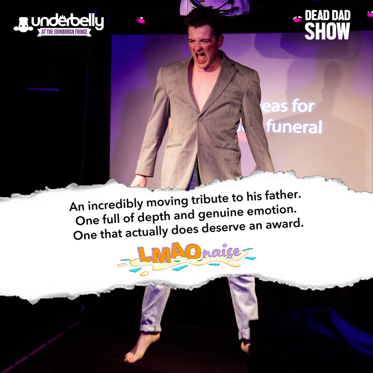 ✨ Cute review from @LMAOnaiseComedy ✨ 7 more performances of *Dead Dad Show @FollowTheCow 8.15pm (1hr) till 27th Aug 💜💜💜 Tix: tickets.edfringe.com/whats-on/simon… #Edfringe #FillYerBoots #gay