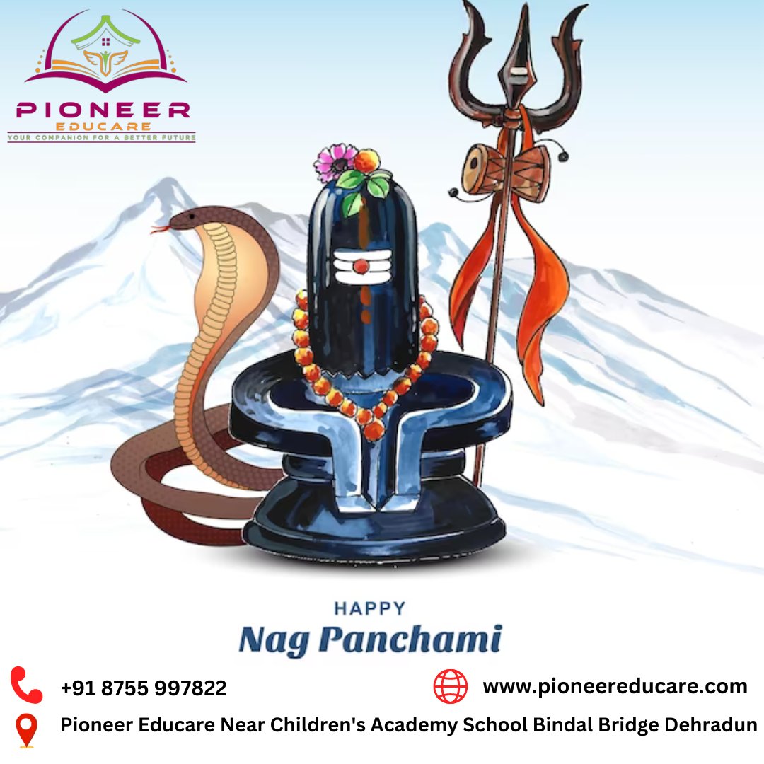 Nag Panchami, a sacred Hindu festival, reveres serpents and is marked by prayers and offerings to snake deities for protection and blessings.         #PioneerEducare #EducationMatters #11thGrade #12thGrade #CoachingInstitute #AcademicExcellence #Dehradun