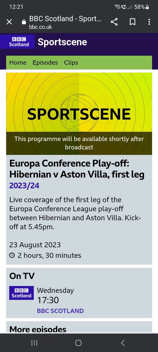 AVFCStatto's tweet photo. 📺 Hibs vs Aston Villa on Wednesday will be shown on BBC Scotland via @B6_Dave 

#avfc | #utv | #vtid https://t.co/zCjufowUQm