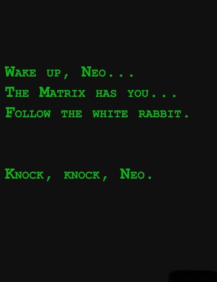 yourh1ghestself's tweet photo. Wake up Neo... https://t.co/enT4hycl6m