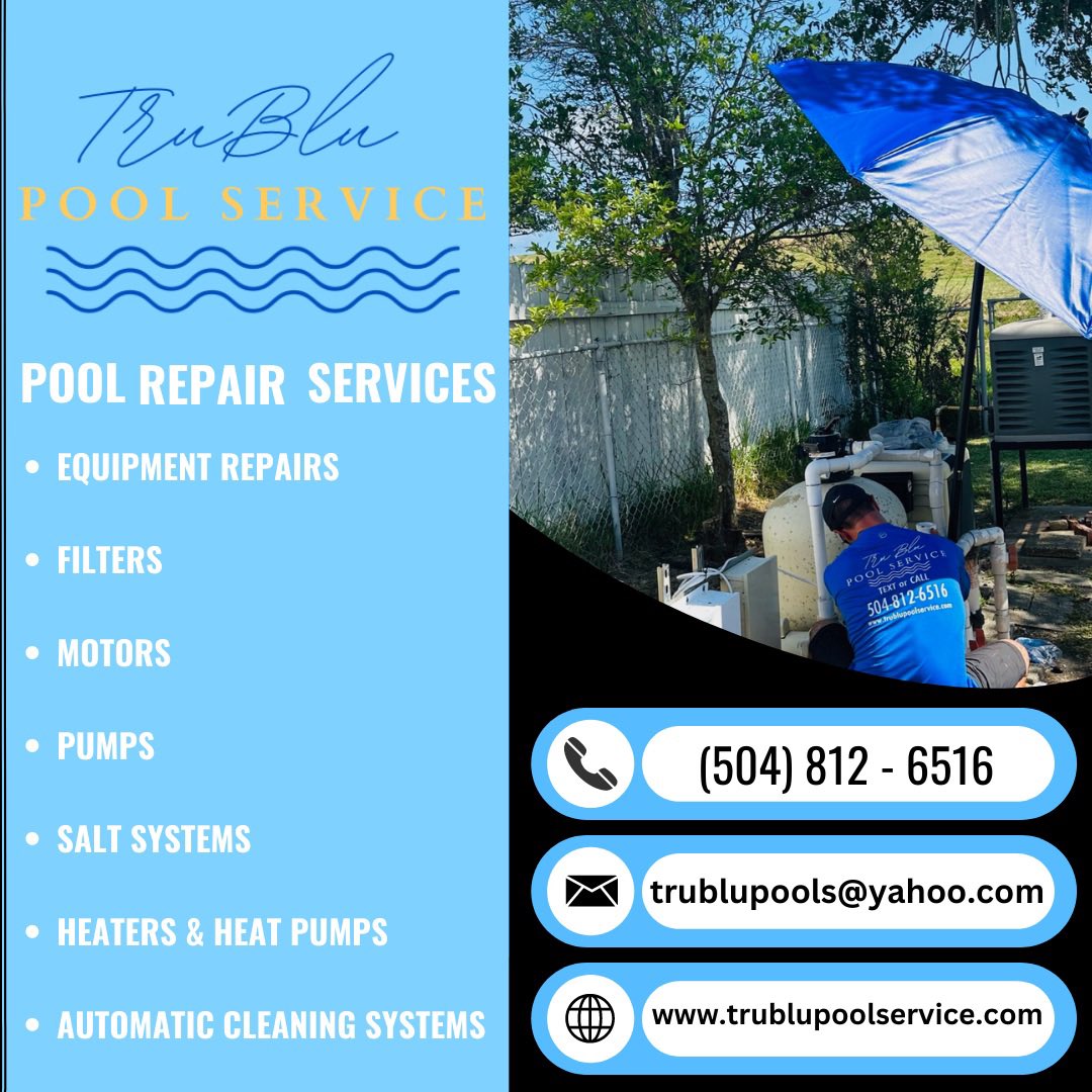 Tru_Blu_Pool's tweet photo. Servicing Thibodaux, Houma, New Orleans, Morgan City, and surrounding areas! #thibodaux #pool #pools #summer2023 #NewOrleans #poolrepair https://t.co/088BLnJM70