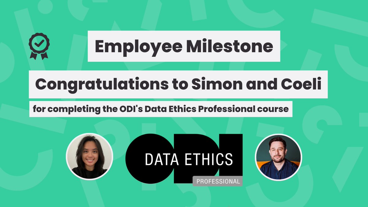 mymissiondrive's tweet photo. The driving force behind our agency is getting stronger and mightier, as not one but two of us have proudly earned Data Ethics Professional certifications from the ODI. A massive congratulations @SimonaMission and @CoeliUy!

#DataEthics #IndustryLeadership #EmployeeMilestone https://t.co/pfgTZwhof1