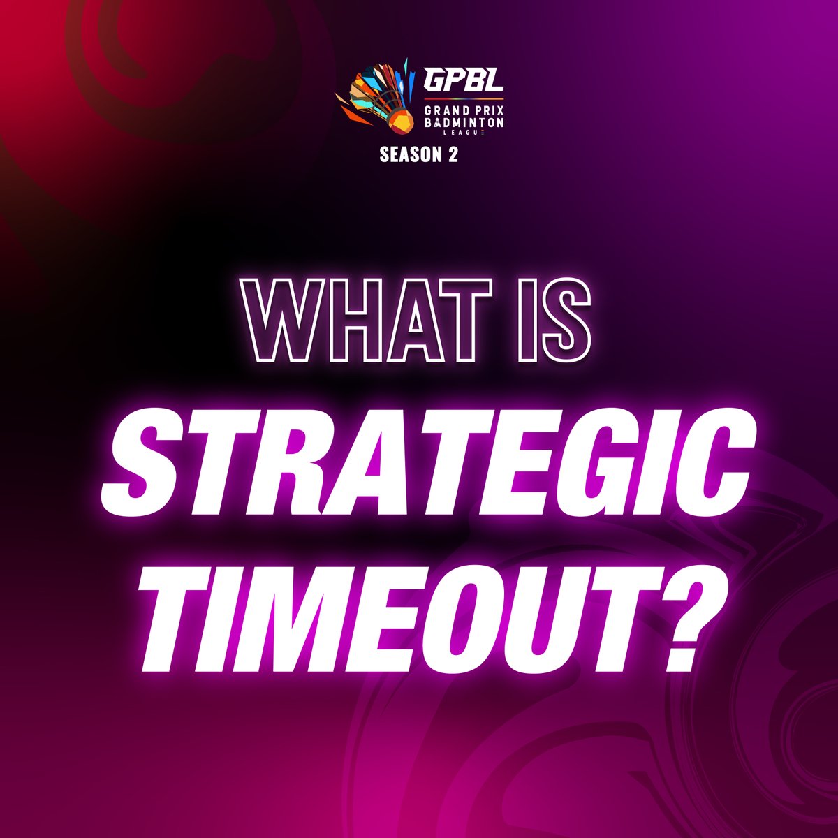 thewbsl's tweet photo. What is a 'Strategic Timeout' in GPBL?

#TeamSpirit #BadmintonFever #GrandPrixBadmintonLeague #BadmintonFever #badmintonfever #india #gpblseason2 #badminton #badmintonforever #badminton #explorepage #JitegaKaun #GameOn https://t.co/xrKRkTpaBm
