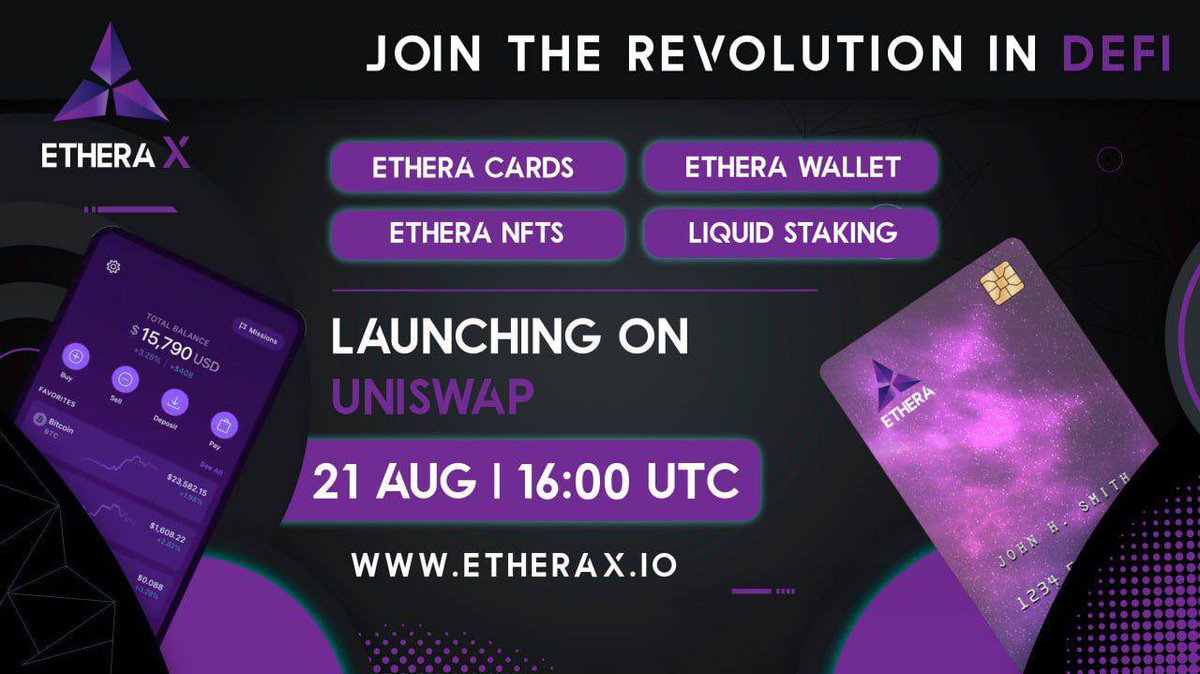 EtheraXOfficial's tweet photo. It's getting real! The anticipation for #EtheraX is reaching its peak. Secure your spot in the crypto revolution as we launch at 16:00 UTC on #Uniswap! Prepare for a game-changing experience! $EtheraX #DebitCard #NFT #Staking #MultiSig https://t.co/rupENJWeGs