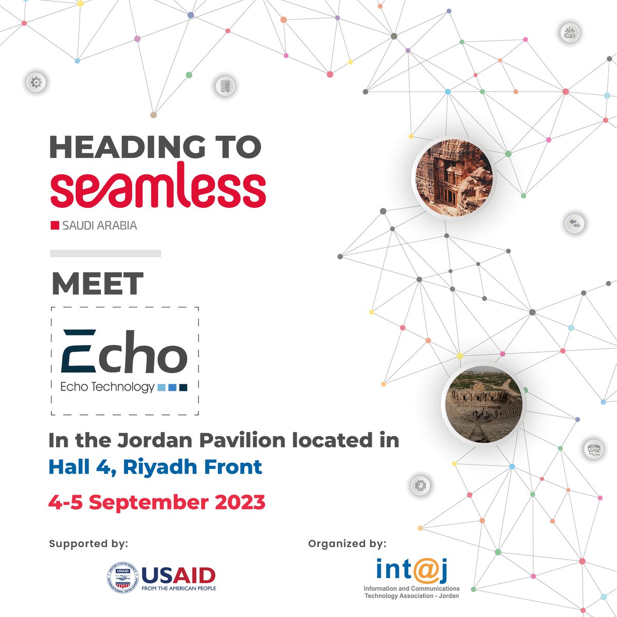 intajICTJO's tweet image. Meet #EchoTechnology in #SeamlessKSA within the #JordanPavilion located in Hall4 at #RiyadhFront to discover the company #innovative_services &amp;amp; #smart_solutions

This activity is supported by the #USAID_Business_Growth_Activity

@seamlessMENA @EchoTechnology1 #Technology