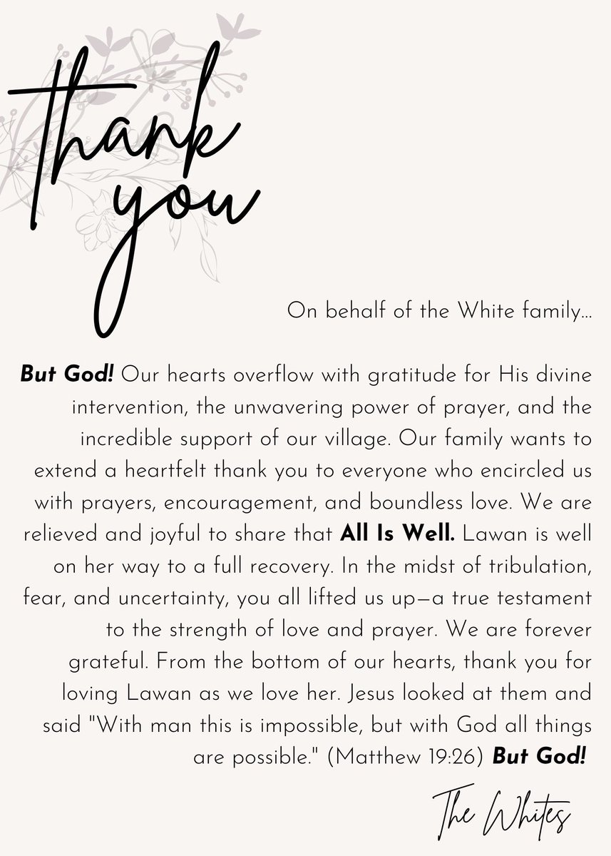 On behalf of the White family: <a href="/mrkdubbs/">Kelvin White</a> <a href="/4kd4kl/">Lawan White</a>