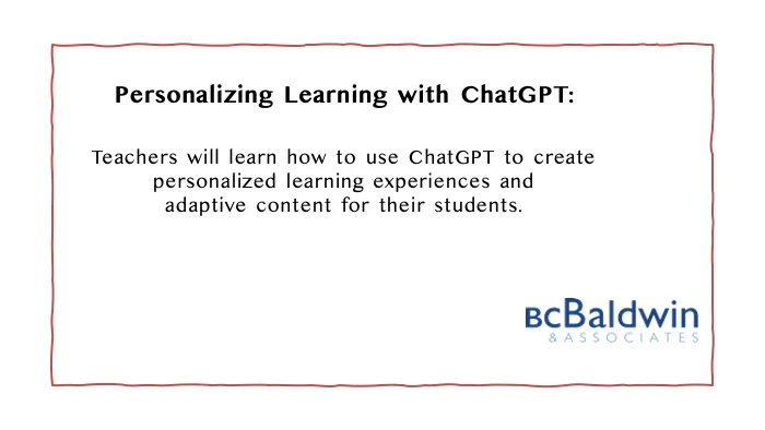 📚 Teachers, discover the power of ChatGPT to personalize learning! Tailor content and create adaptive paths for individual students' needs. 🎯 Embrace student-centric education for better outcomes.📷#PersonalizedLearning #EdTech 🔗Learn more: bcbaldwin.com/ai-in-educatio…