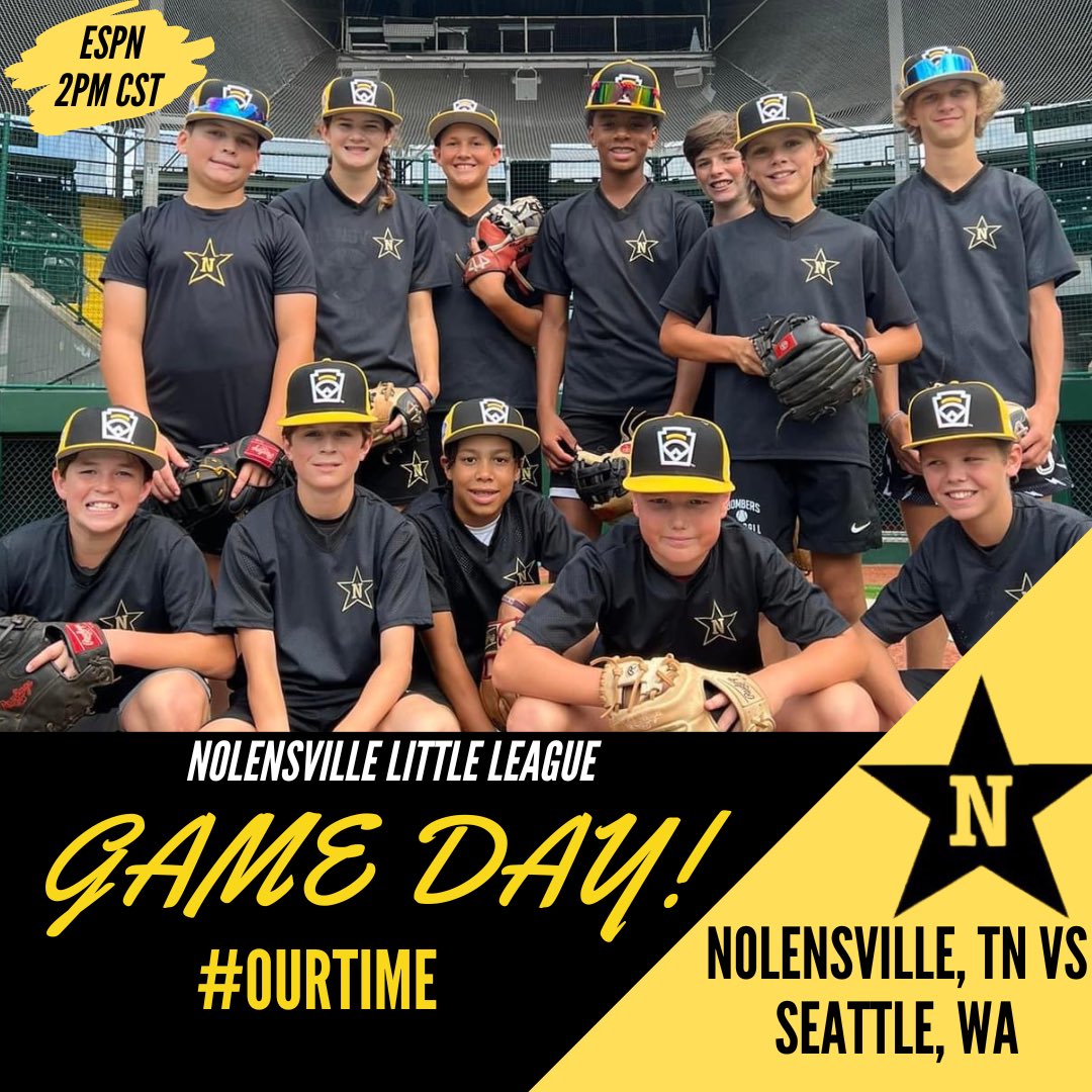 GAME DAY‼️
#OurTime #NolensvilleLittleLeague
#ESPN #littleleague