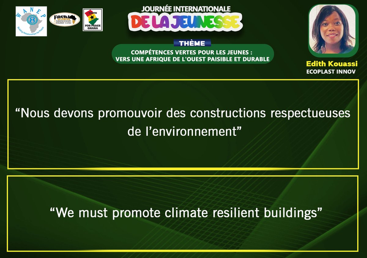 WANEP_Regional's tweet photo. #Highlights from our #TwitterSpace 
#IYD2023 #Greenskills

#PointsSaillants de notre #TwitterSpace 
#JIJ2023 #CompétencesVertes https://t.co/m7GNn9NWd0
