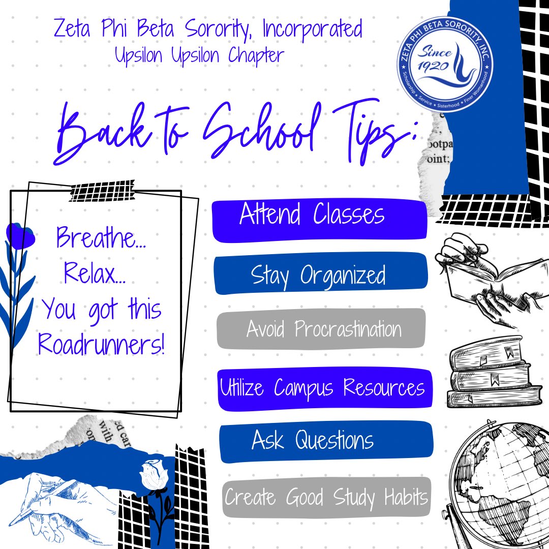 Dear UTSA Roadrunner, 
The Finer Women of Zeta Phi Beta Sorority, Incorporated- Upsilon Upsilon Chapter would like to wish you an amazing first day and a wonderful semester! 💙🕊️