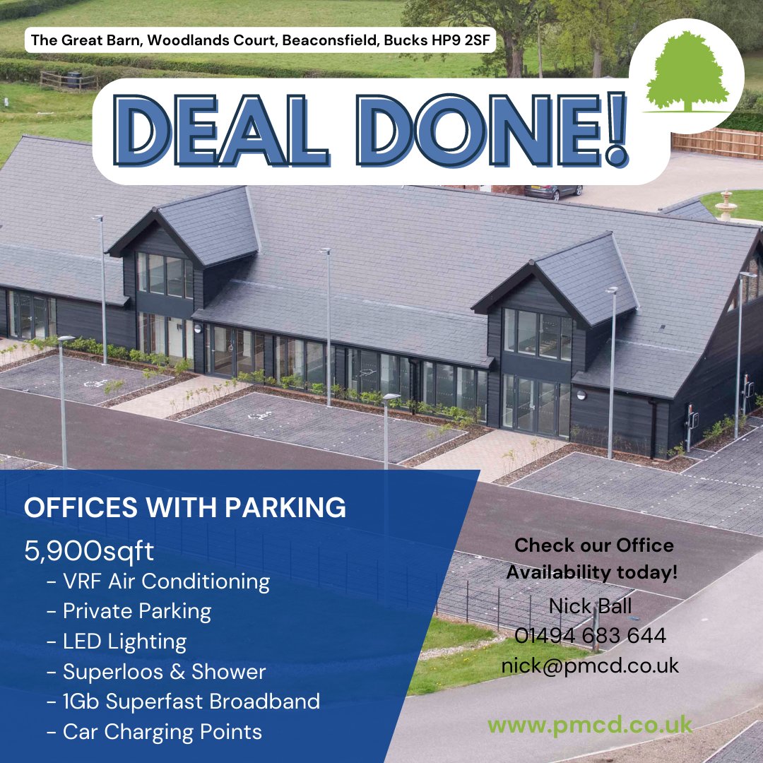 #dealdone Brand New Office building in stunning "out of town" location #Beaconsfield - NOW LET. If you are looking for office space, please visit pmcd.co.uk
