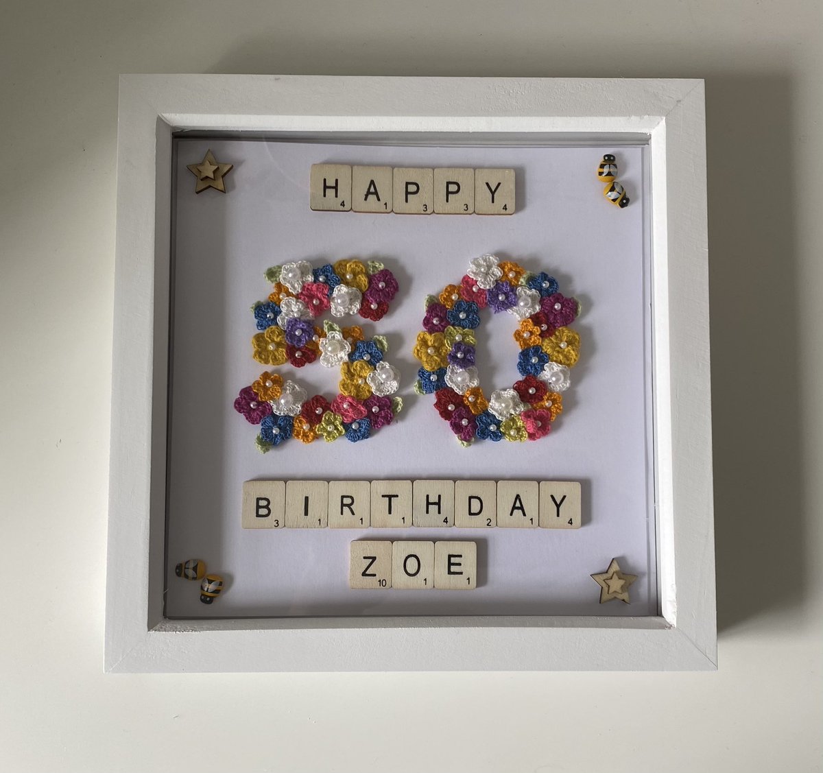 hookedbydebbie's tweet photo. Birthday box frame made with 0.75mm hook and thread. #birthday #cotton #thread #gift #miniature #miniatureflowers #crochetlove https://t.co/gUpEIJBHxK