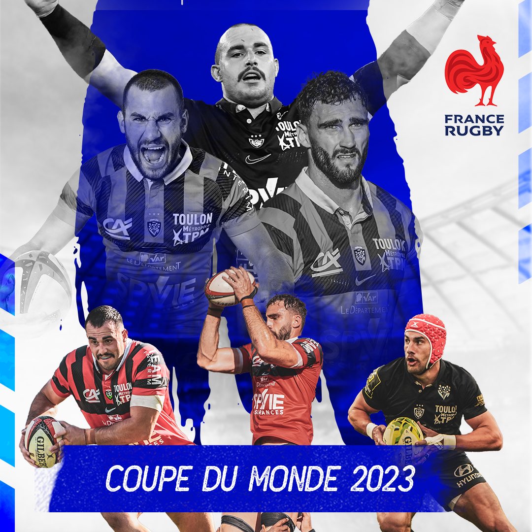 RCTofficiel's tweet photo. 🇫🇷🤝🔴⚫️

@gabinvilliere, @CharlesOllivon  et @JBaptisteGros défendront les couleurs de @FranceRugby lors de la #RWC2023 🔥

Félicitations les gars 👏👏 https://t.co/CYIdUEEMt0