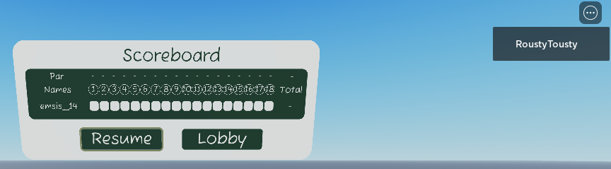 Unfin_Games's tweet photo. Roblox VR Minigolf Game! ⛳️

Made it so the scoreboard now auto scales it self based on how many players are in game.
#Roblox #RobloxDev #RobloxDevs #VR #RobloxVR #RobloxStudio #RobloxGame https://t.co/xauBAd891z