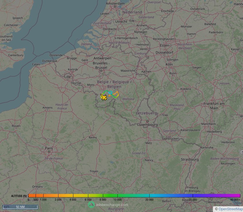 IntelskyB's tweet image. 🇧🇪 Belgian Air Component ✈️ F16 ( General Dynamics F-16AM Fighting Falcon ) (FA-97, #44F127) as flight #BAF254 was just spotted over 🇧🇪 Namur, #Belgium at ☁️ 4400 ft.

🔴 Live tracking:
global.adsbexchange.com/?icao=44F127

🖼️ by doppio.sh