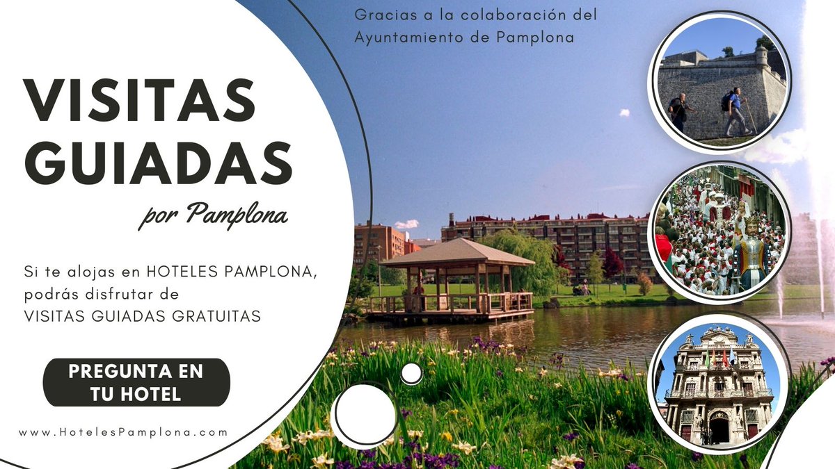 hotelespamplona's tweet image. 🌟Disfruta de #PamplonaIruña con las VISITAS GUIADAS gratuitas que puedes conseguir si te alojas en  #HotelesPamplona, gracias a la colaboración del @Pamplona_ayto @VisitPamplona 
 
Conoce de cerca: #Sanfermines, #CaminoDeSantiago y su #gastronomía 
 
ℹ Pregunta en tu #Hotel 🗺️