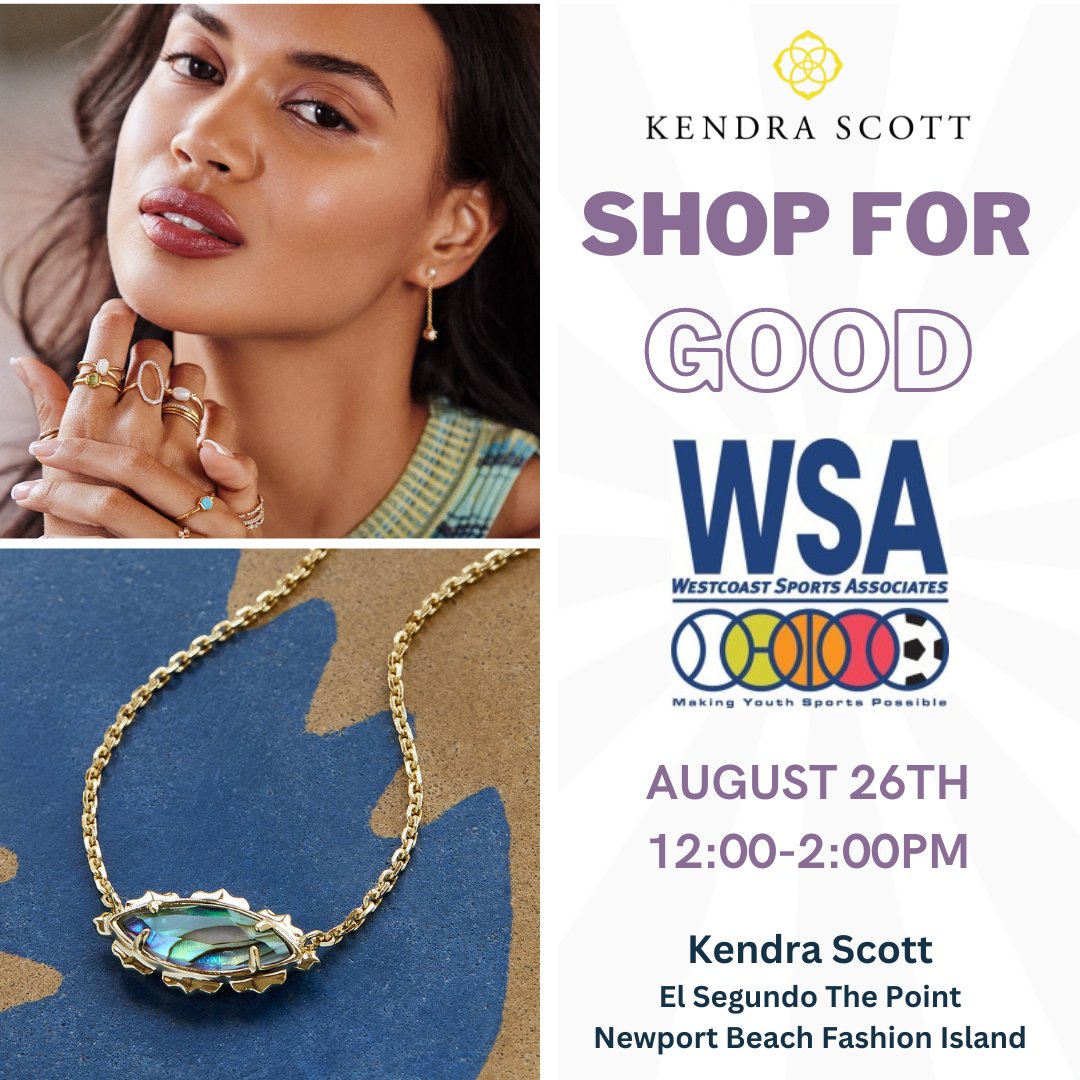 Shop at Kendra Scott stores in Newport Beach and El Segundo this Saturday... proceeds support Westcoast Sports Associates, helping Make Youth Sports Possible!
wix.to/TOQh4Ci
#KendraScott #WSA #YouthSports