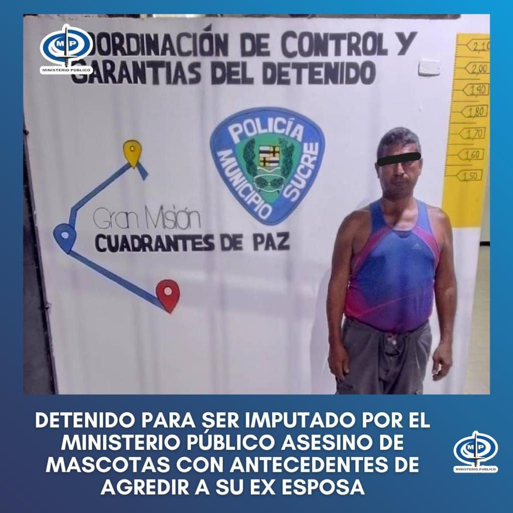 🚨🇻🇪🚔 Detenido para ser imputado por el Ministerio Público el sujeto que asesinó con un arma Blanca a una mascota (gato) en el sector de Filas de Mariche, Petare porque maullaba. 

#ConversaítoConMaduro