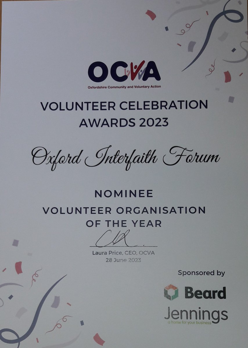 ❤️🙇

👀We are honoured to have been nominated for the 🌟Volunteer Organisation of the Year🌟 Award. 

Thank you ❤️@_ocva and everyone ❤️who appreciates and celebrates volunteers at the #OxfordInterfaithForum

👏👏👏

👇